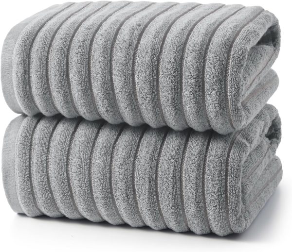 Grey Bath Towels (2-Pack), Pure Cotton, Quick-Drying, And Highly Absorbent